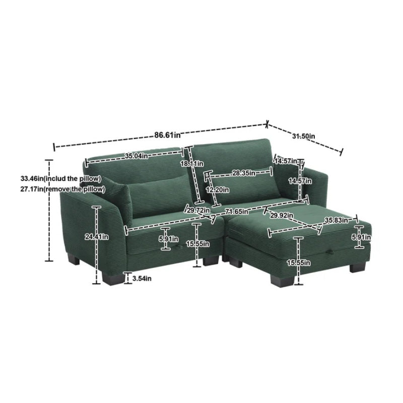 UNITED Modular Sectional Sofa L Shaped Modular Couch with Reversible Chaise Modular Sofa Sectional Couch with Storage Seats-海智集-Default-