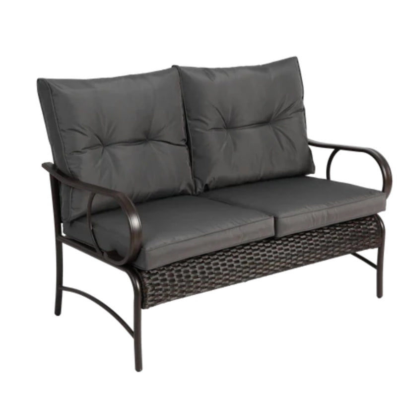 4 Piece Outdoor Patio Furniture Sets, Wicker Conversation Set for Porch Deck, Rattan Sofa Chair with Cushion-Grey-海智集-Default-