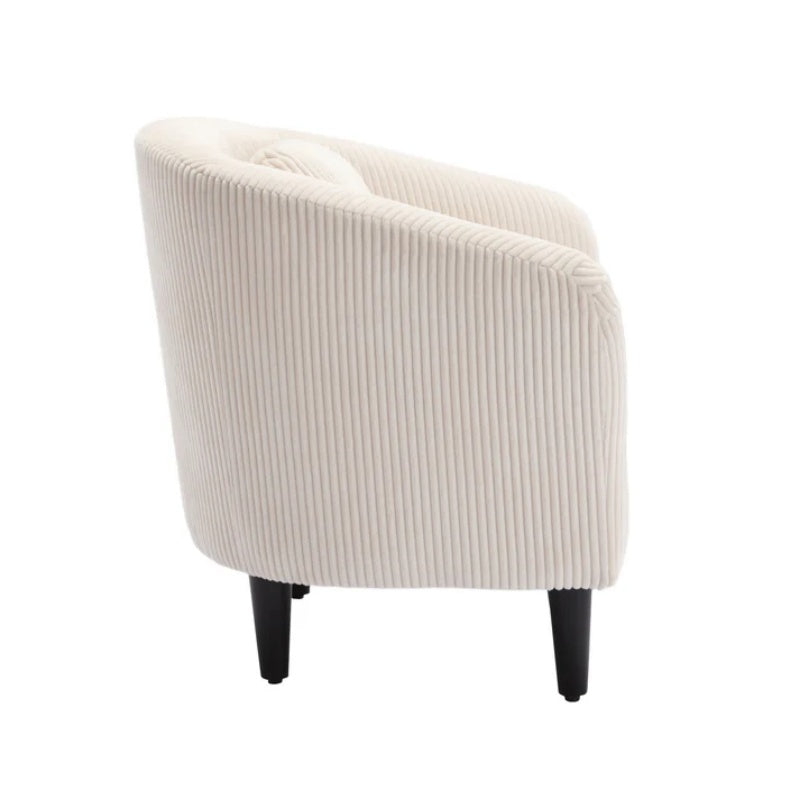 COOLMORE Living Room Accent Barrel Chair, Century Modern Style Decorative Chair, Armchair for Living Room with Thick Cushions and Pillows, Comfy Single Sofa Chair, Chair with Wooden Legs,Beige-海智集-Default-