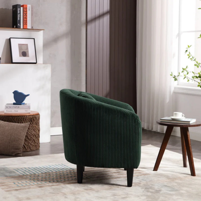 COOLMORE Living Room Accent Barrel Chair, Century Modern Style Decorative Chair, Armchair for Living Room with Thick Cushions and Pillows, Comfy Single Sofa Chair, Chair with Wooden Legs-海智集-Default-