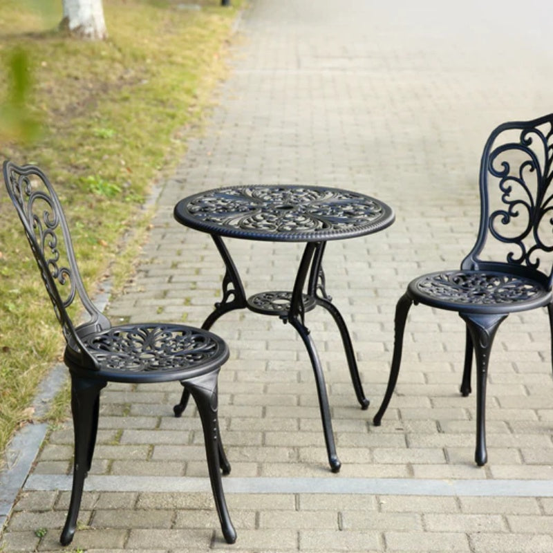 Best Choice Products 3-Piece Outdoor Rust-Resistant Cast Aluminum Patio Bistro Set Black-海智集-Default-