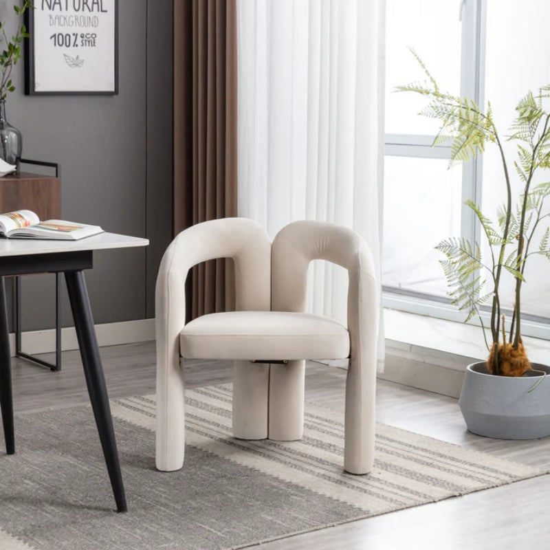 Contemporary Designed Velvet Fabric Upholstered Accent/Dining Chair /Barrel Side Chairs Kitchen Armchair for Living Room set of 2 (Beige Velvet)-海智集-Default-