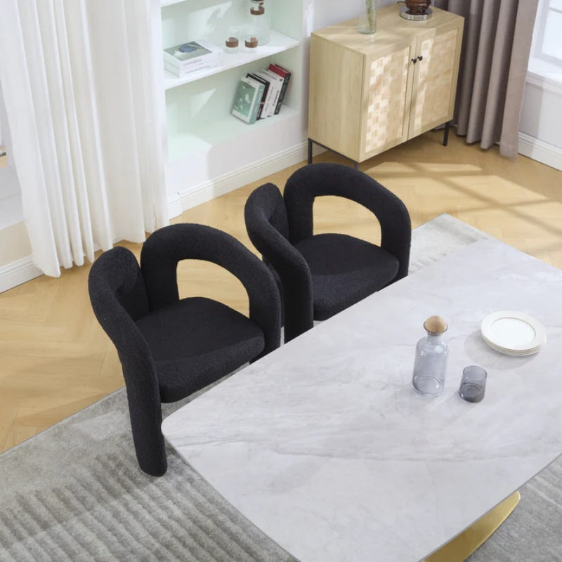 COOLMORE Contemporary Designed Teddy Fabric Upholstered Accent/Dining Chair, Black, Soft Velvet, 24'' x 20.5'' x 28''-海智集-Default-