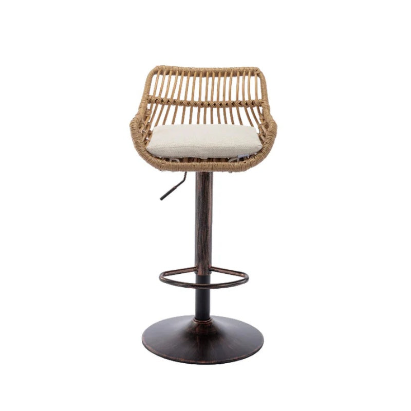 COOLMORE Modern Swivel Bar Stools Set of 2 with Adjustable Counter Height and Footrest in Beige Linen-海智集-Default-