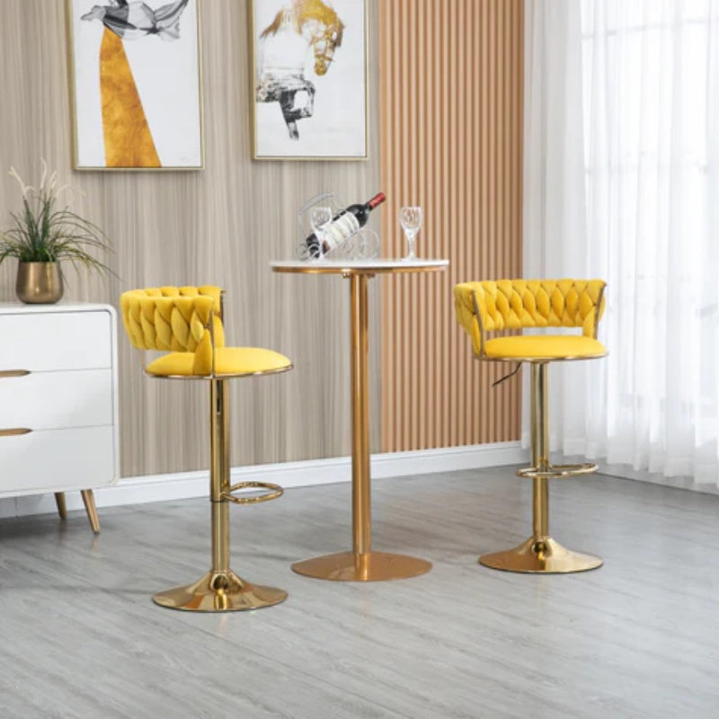 COOLMORE Swivel Bar Stools Set of 2 Adjustable Counter Height Chairs with Footrest for Kitchen, Dining Room 2PC/SET-海智集-Default-