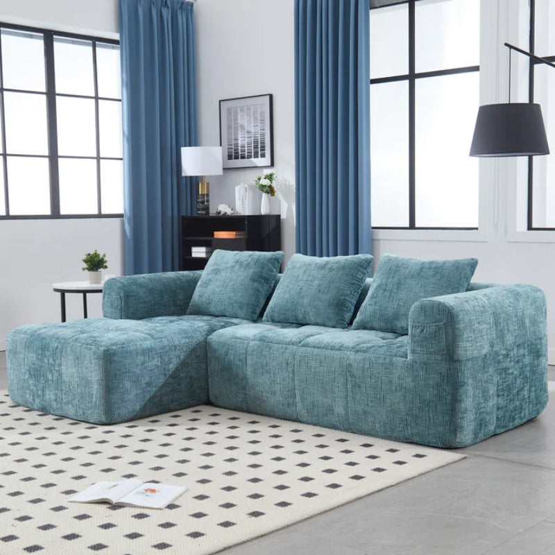 UNITED WE WIN 98.42-inch modular sectional sofa, modern modular L-shaped sofa with chaise longue, equipped with small side pockets and free of compression during installation.-海智集-Default-