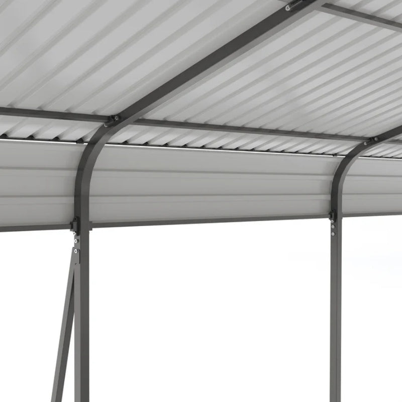Metal Carport 12×20 Car Port, Outdoor Storage Heavy Duty Metal Canopy Multi-Use Garage Shed for Car and Truck, Carport Kit with Galvanized Steel Roof Building and Frame-海智集-Default-