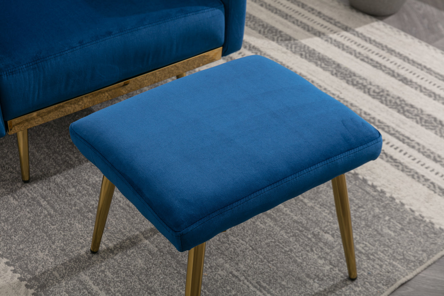 COOLMORE Velvet Accent Chair with Adjustable Armrests and Backrest, Button Tufted Lounge Chair, Single Recliner Armchair with Ottoman-海智集-Default-