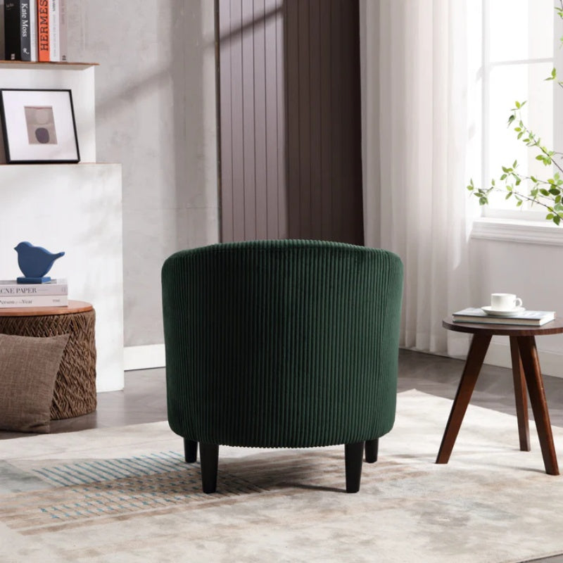 COOLMORE Living Room Accent Barrel Chair, Century Modern Style Decorative Chair, Armchair for Living Room with Thick Cushions and Pillows, Comfy Single Sofa Chair, Chair with Wooden Legs-海智集-Default-