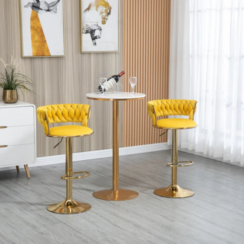 COOLMORE Swivel Bar Stools Set of 2 Adjustable Counter Height Chairs with Footrest for Kitchen, Dining Room 2PC/SET-海智集-Default-