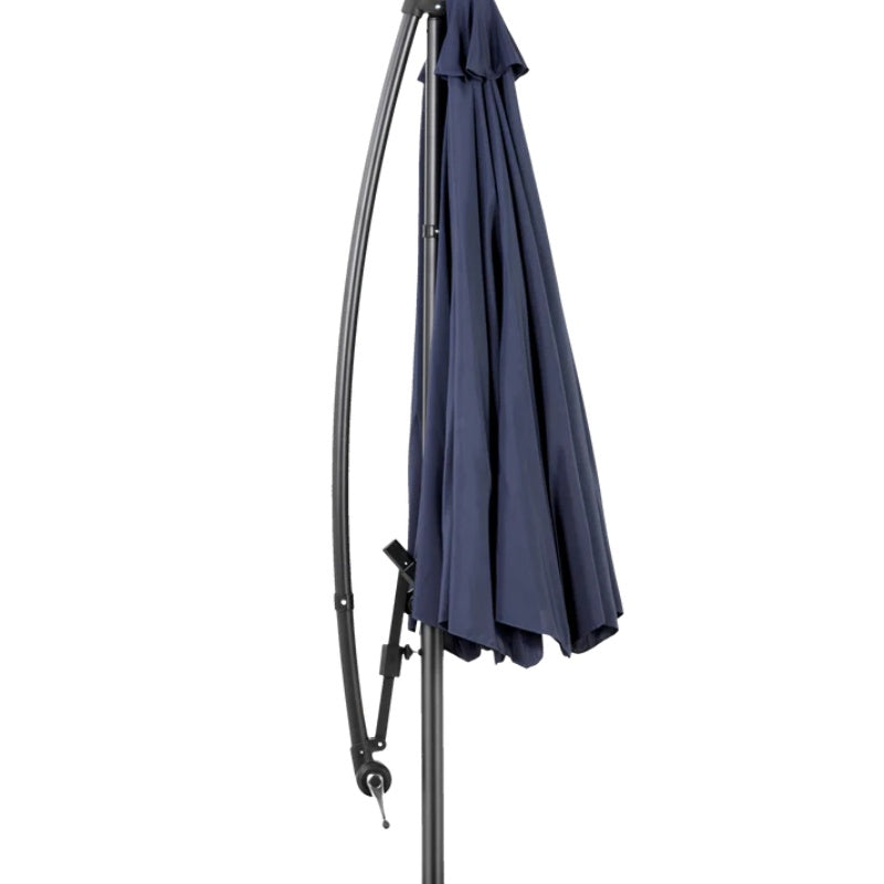 Best Choice Products 10ft Offset Hanging Market Patio Umbrella w/Easy Tilt Adjustment, Polyester Shade, 8 Ribs for Backyard, Poolside - (Navy blue )(No Base)-海智集-Default-