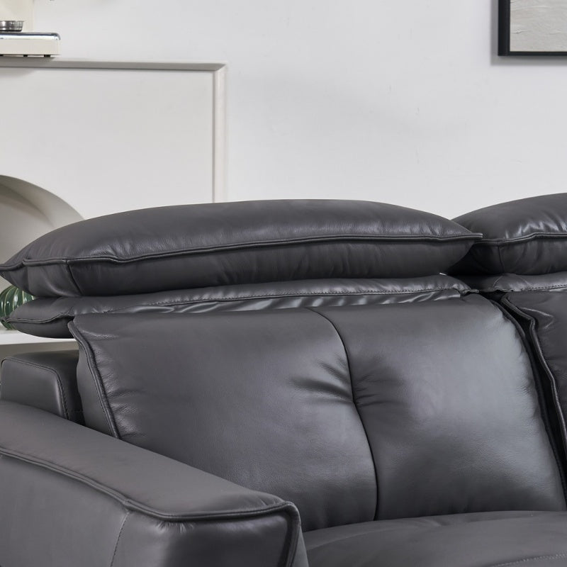 The black genuine leather Italian-style sofa is a light luxury four-seater, soft and easy to clean-海智集-