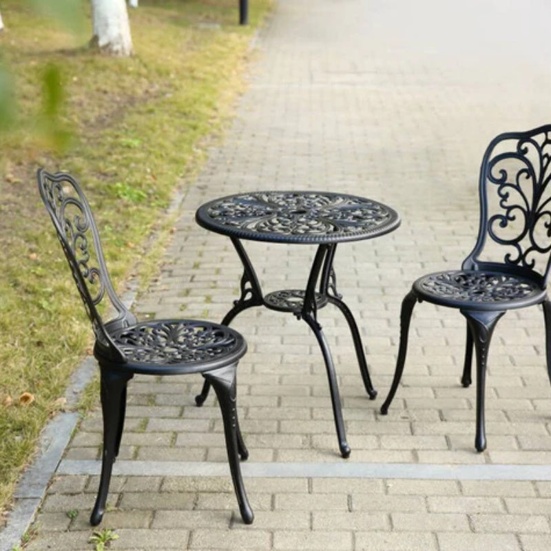 Best Choice Products 3-Piece Outdoor Rust-Resistant Cast Aluminum Patio Bistro Set Black-海智集-Default-