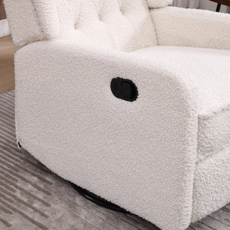 COOLMORE Rocking Recliner Chair,360 Degree Swivel Nursery Rocking Chair,Glider Chair,Modern Small Rocking Swivel Recliner Chair for Bedroom,Living Room Chair Home Theater Seat (White Teddy)-海智集-Default-