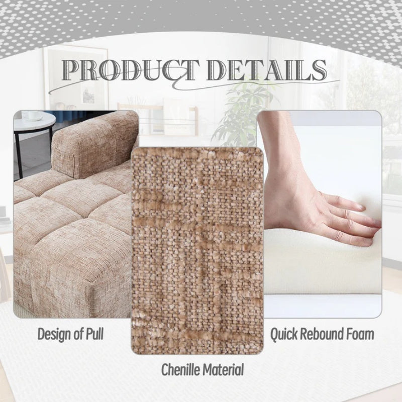 UNITED WE WIN 98.42-inch modular sectional sofa, modern modular L-shaped sofa with chaise longue, equipped with small side pockets and free of compression during installation.-海智集-Default-