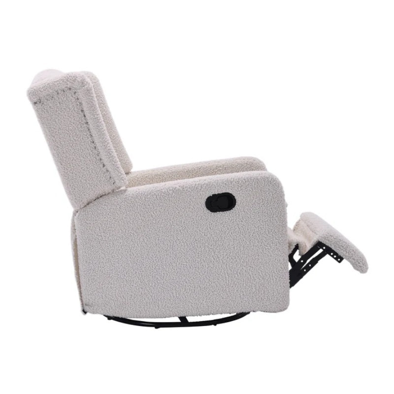 COOLMORE Rocking Recliner Chair,360 Degree Swivel Nursery Rocking Chair,Glider Chair,Modern Small Rocking Swivel Recliner Chair for Bedroom,Living Room Chair Home Theater Seat (White Teddy)-海智集-Default-