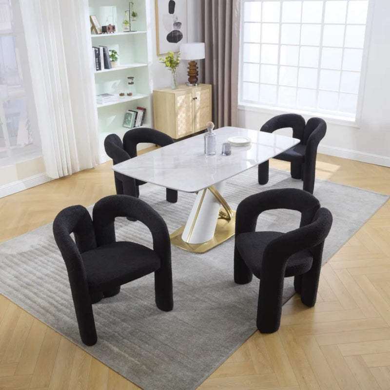 COOLMORE Contemporary Designed Teddy Fabric Upholstered Accent/Dining Chair, Black, Soft Velvet, 24'' x 20.5'' x 28''-海智集-Default-