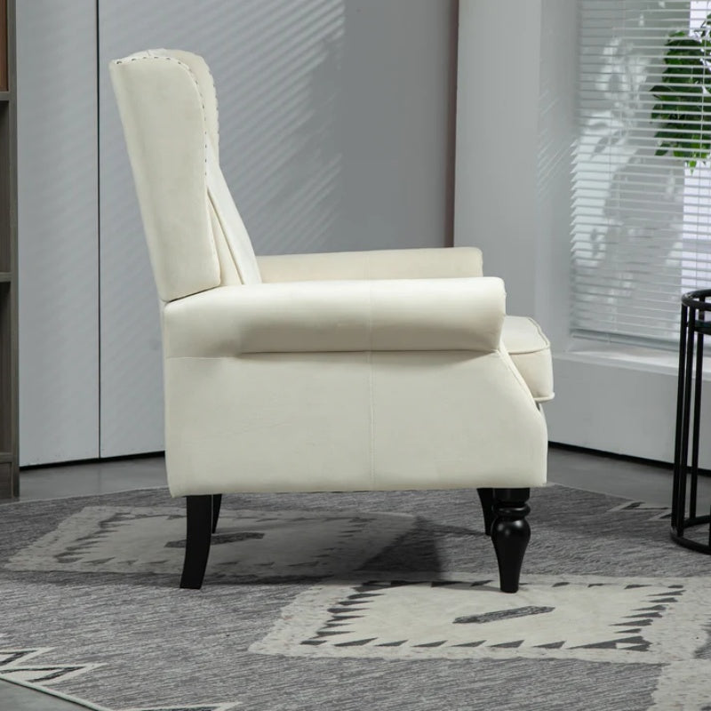 COOLMORE Wood Frame Armchair, Modern Accent Chair Lounge Chair with Sturdy Wood Legs for Living Room Bedroom (Beige)-海智集-Default-