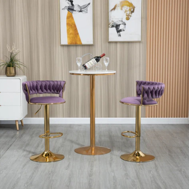 COOLMORE Swivel Bar Stools Set of 2 Adjustable Counter Height Chairs with Footrest for Kitchen, Dining Room 2PC/SET-海智集-Default-