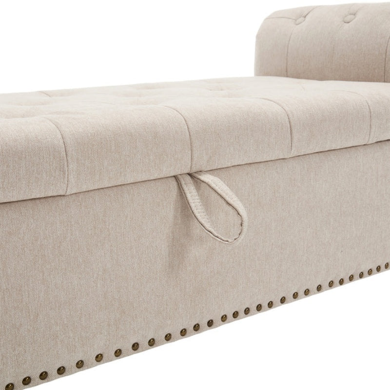 Coolmore Storage Ottoman 55.12 Inches Upholstered Fabric Storage Ottoman Bench,Button Tufted Ottoman with Storage for Living Room,Bedroom End of Bed Bench Withstands 275lbs-海智集-Default-