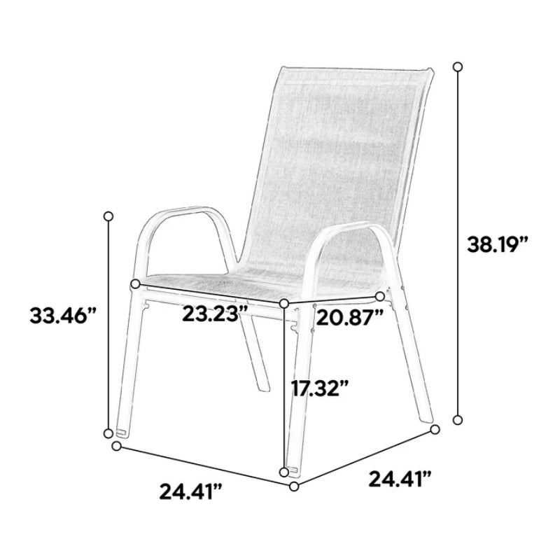 7 Pieces Patio Dining Set, Outdoor Furniture Table and 6 Textilene Chairs, Outdoor Furniture with Rectangular Table and 6 Stackable Chairs Family Conversation Set for Garden Backyard Deck-Brown-海智集-Default-
