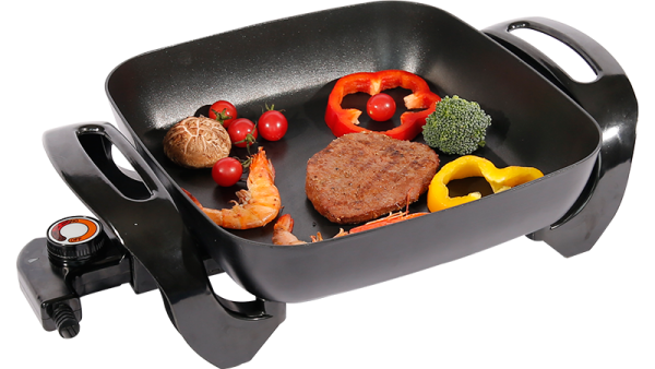 Multifunctional 1500w 28X28cm Aluminum Non Stick Smokeless Electric Frying Pan 6cm Deep Skillet-海智集-