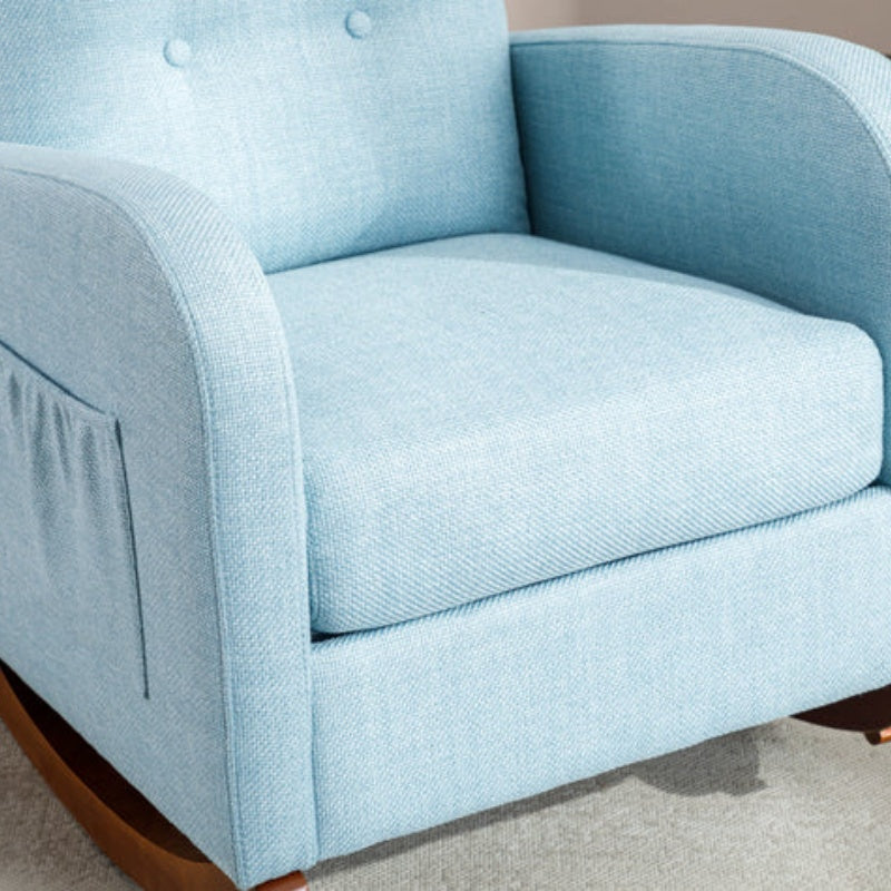 High Back Rocking Chair Nursery Chair .Comfortable Rocker Fabric Padded Seat .Modern High Back Armchair-海智集-Default-