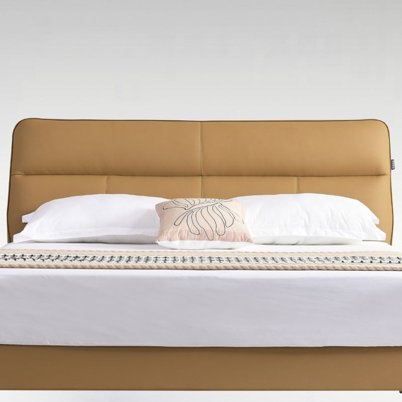Jinxuan Series GINSON Leather Bed, Modern and simple Italian Light Luxury High-end Solid Wood Soft Package 2103 # (Including bed board but excluding bedside table)-海智集-