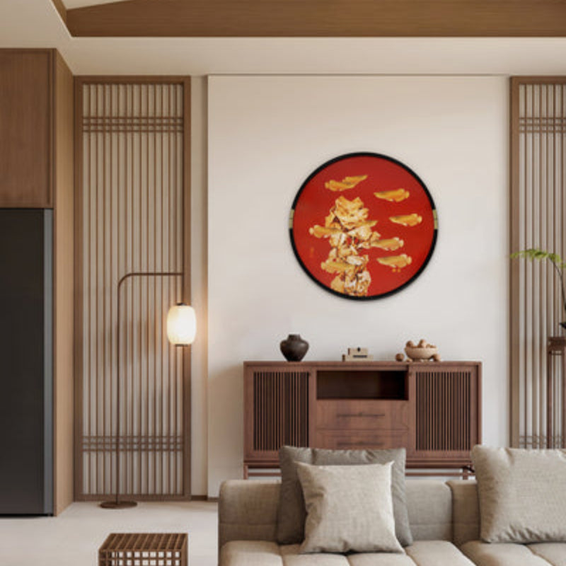New Chinese Style Flower&Bird Painting - Silk Scroll Wall Art with Black Frame, Oriental Home Decoration-海智集-