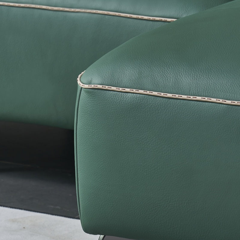 Peacock green sofa, bedroom and living room, leather comfort, Italian style, soft and modern-海智集-