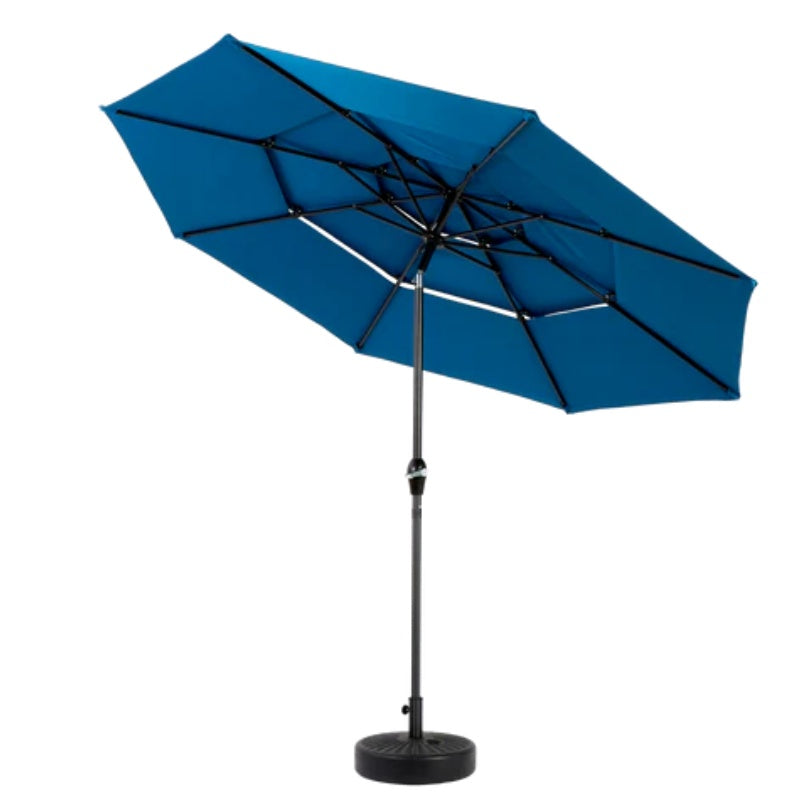 Aluminium 10ft 3 Tier Auto-tilt Umbrella ,Outdoor Patio Umbrella - Market Table Pool Deck Umbrella (Base Not Included) - ( Dark blue )-海智集-Default-