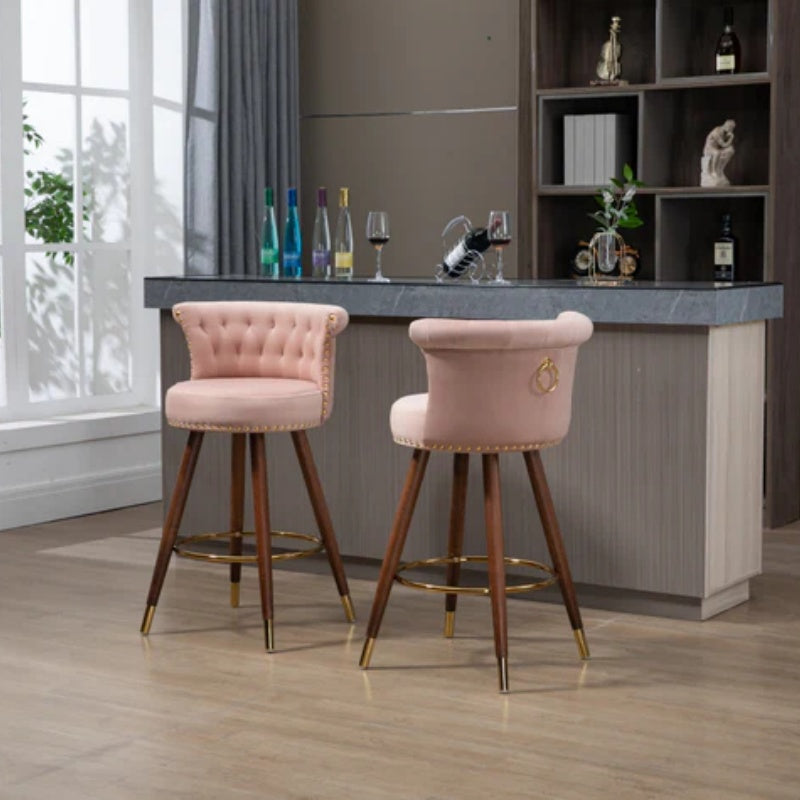 COOLMORE Swivel Bar Stools with Backrest Footrest ,with a fixed height of 360 degrees-海智集-Default-