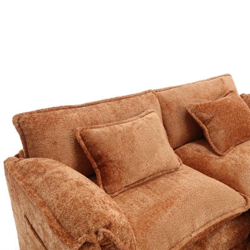 UNITED WE WIN Chenille fabric, removable armrests with side pockets, high density sponge filling, oversized double sofa with footstool-海智集-Default-