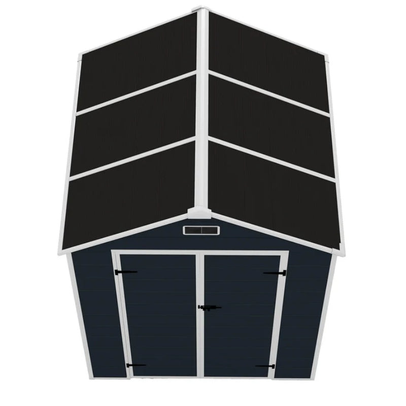 Campcraft 6*6ft resin storage shed, high quality pp material, strong structure, waterproof, rust and UV proof, large storage space, 12mm thick pp board, HD window lighting Dark gray-海智集-Default-