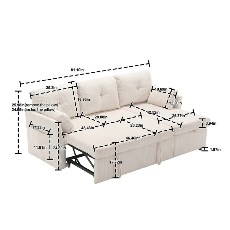 UNITED WE WIN-Furniture, modular L-shaped sofa, modular long sofa with reversible chaise lounge, Sofa bed, Sleeper sofa, modular sofa combination with storage seats.-海智集-Default-