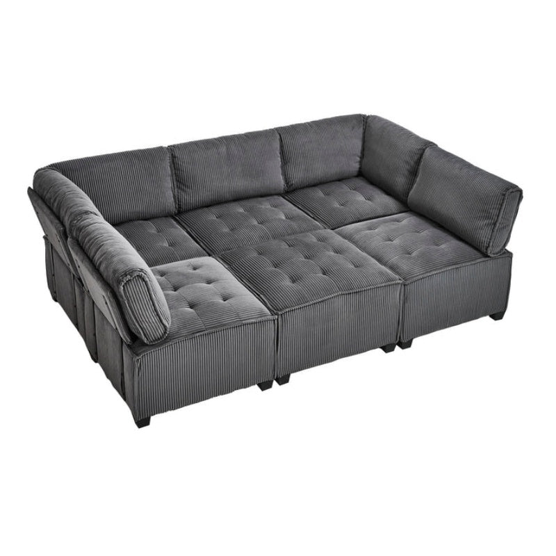 UNITED WE WIN Modular Sectional Sofa U Shaped Modular Couch with Reversible Chaise Modular Sofa Sectional Couch,6- Seat Convertible Sofa,Fit for Living Room-海智集-Default-