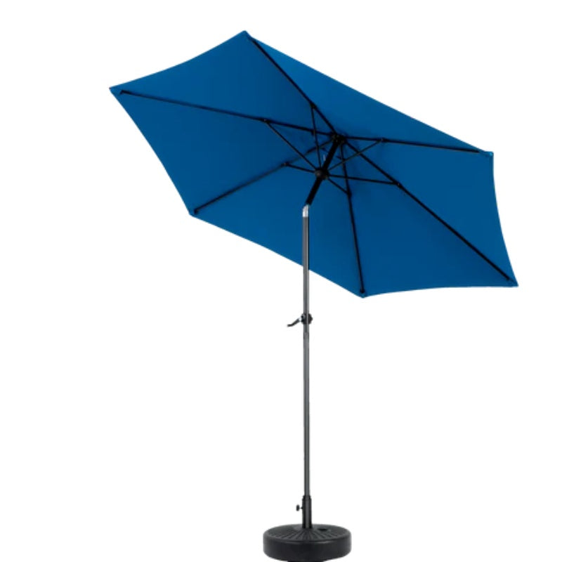 9FT Outdoor Patio Umbrella Outdoor Table Umbrella with Push Button Tilt and Crank, Market Umbrella 6 Sturdy Ribs , Deck, Backyard, Pool (Base Not Included) - ( Dark blue )-海智集-Default-