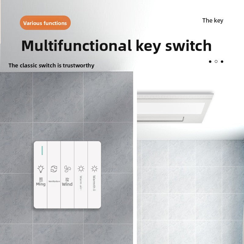Bathroom Heater Integrated Ceiling LED Light Fan Exhaust Fan Lighting Integrated Bathroom Heater Bathroom Fan-Kitchen & Bathroom-海智集-Key Switches-300X600-