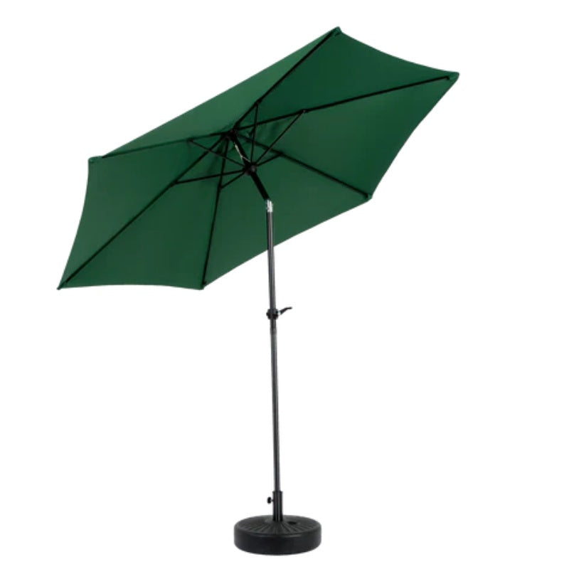 9FT Outdoor Patio Umbrella Outdoor Table Umbrella with Push Button Tilt and Crank, Market Umbrella 6 Sturdy Ribs , Deck, Backyard, Pool (Base Not Included) - ( Dark green )-海智集-Default-