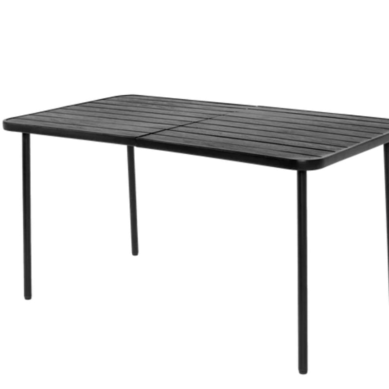 7 Pieces Patio Dining Set, Plastic chair and steel table Outdoor Set, plastic Chairs and Table Set for Garden Patio, Black-海智集-Default-