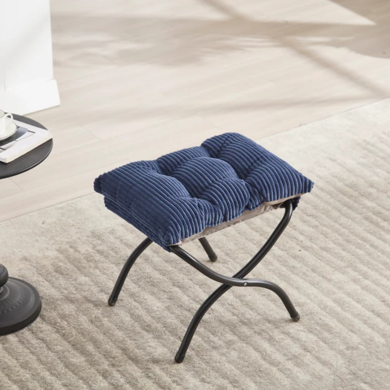 Lazy Chair with Ottoman, Modern Lounge Accent Chair with Armrests and a Side Pocket, Leisure Upholstered Sofa Chair Reading Chair with Footrest for Small Space, Corner Chair-Navy blue-海智集-Default-