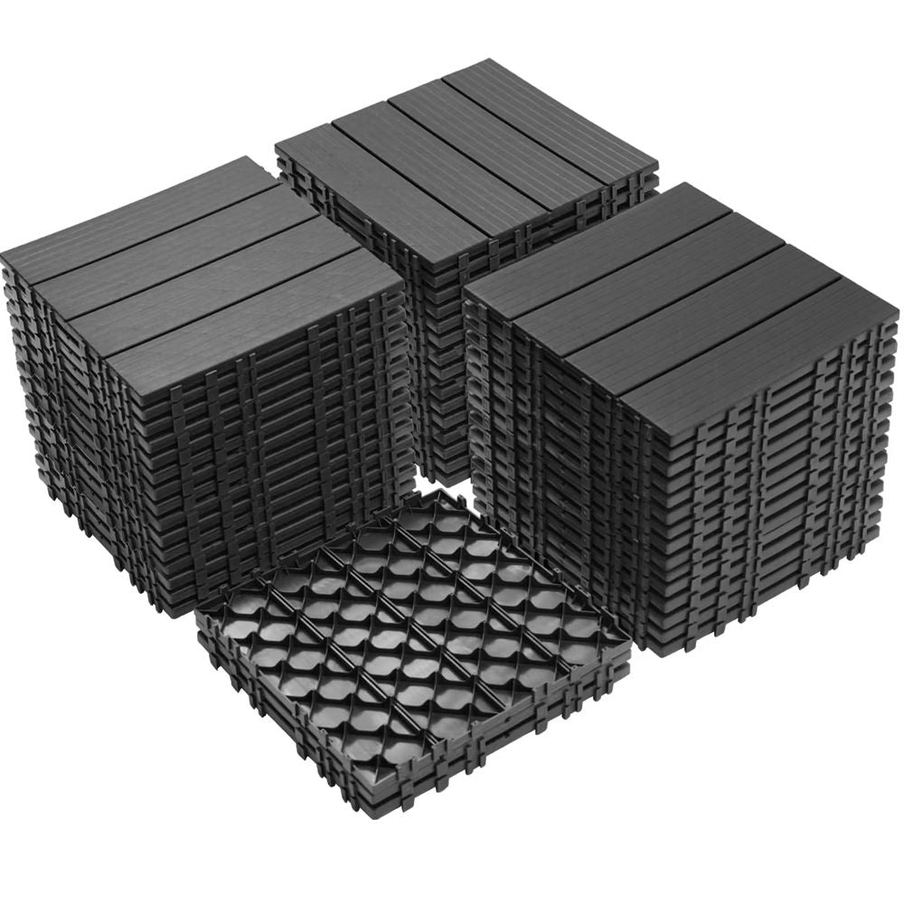 36 Pack Waterproof Outdoor WPC Flooring All Weather Use Patio Floor Decking Tiles for Porch Poolside Balcony Backyard-海智集-