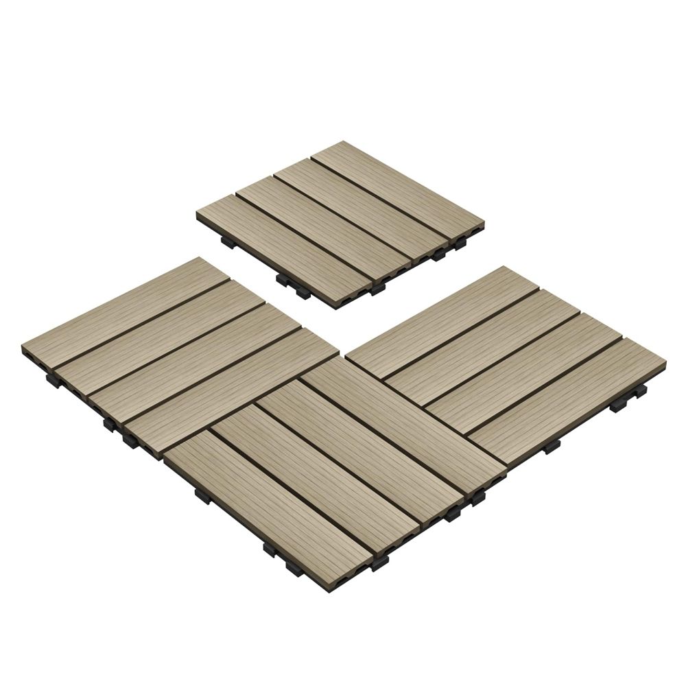 WPC Patio Deck Tiles Interlocking DIY Floor Tiles for Outdoor Quick Decking-海智集-