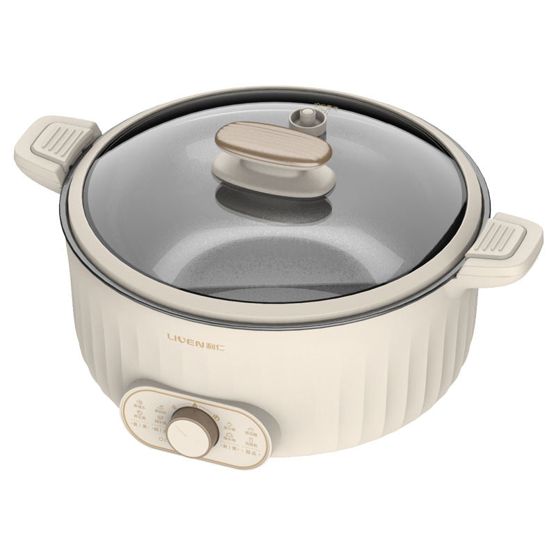 6L Portable Electric Skillet with Nonstick Coating Multi-Function Cooker for Stir Fry Steak Noodles steamer Electric Hot Pot-海智集-