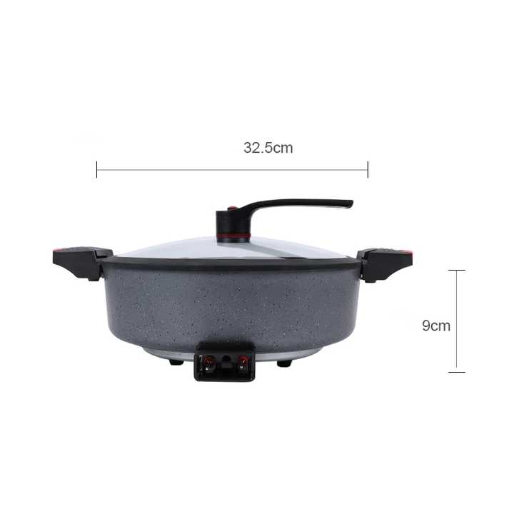 OEM Multifunctional Stainless Steel Tempered Glass Electric Hot Pot Non-Stick Cast Iron Stainle Wok PF Stamping for Household-海智集-