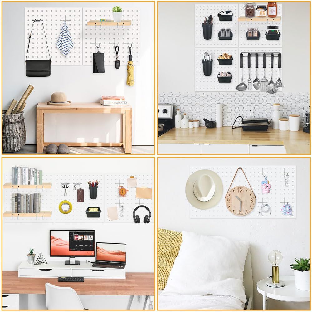 Versatile No Hole Pegboard System Durable ABS Construction for Garage Storage Craft Supplies
