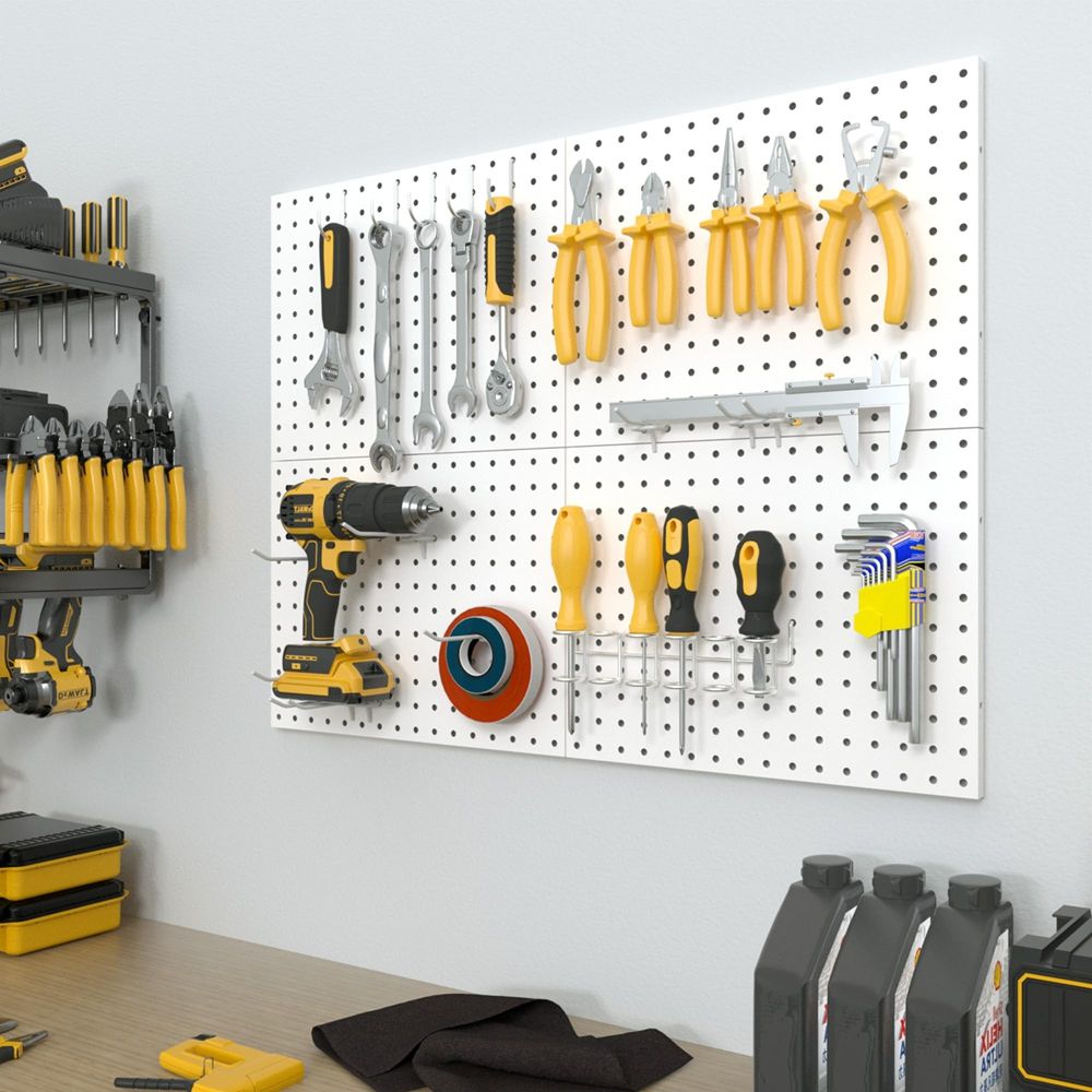 Versatile No Hole Pegboard System Durable ABS Construction for Garage Storage Craft Supplies