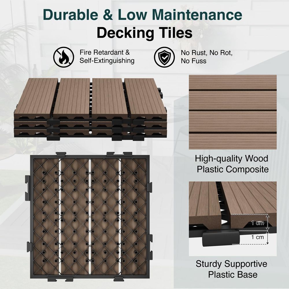All Weather Use Interlocking Deck Tiles Plastic Patio Flooring Outdoor Waterproof for Balcony Porch-海智集-