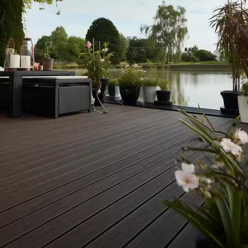 Eco-friendly Plastic PVC Outdoor Flooring Modern Interlocking Deck Tiles Panel Floor with Brushed Finish DIY WPC Decking-海智集-