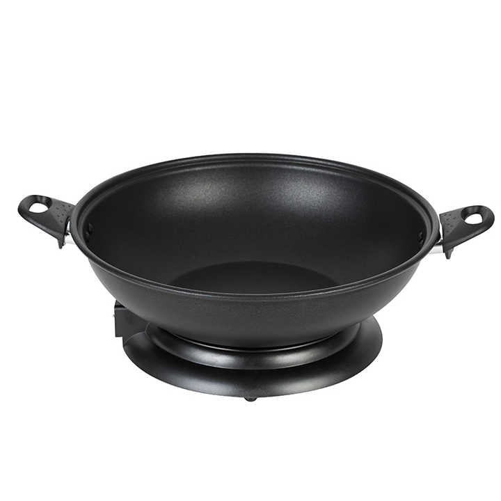 Factory Multifunctional Non Stick Electric Pot Wok Multipurpose Pan Round Nonstick Pan Aluminum OEM Tempered Glass 34 Cm Black-海智集-